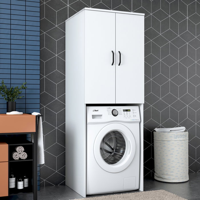 Hanah Home KD110 - 3192 Gabinete para Lavadora, Blanco, 65cm Ancho x 181.8cm Alto x 62.5cm Profundo